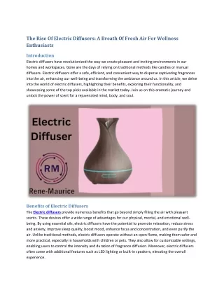 The Rise Of Electric Diffusers A Breath of Fresh Air for Wellness Enthusiasts