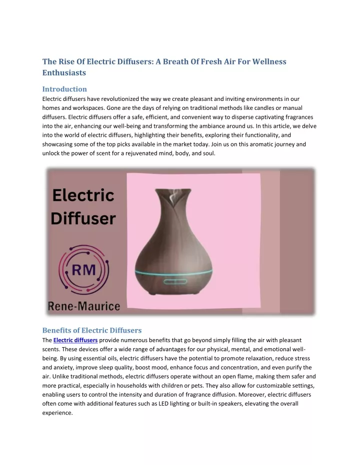 the rise of electric diffusers a breath of fresh