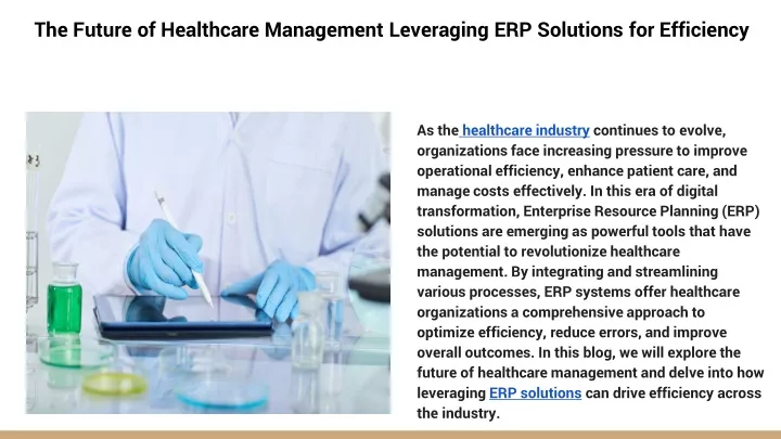 the future of healthcare management leveraging erp solutions for efficiency