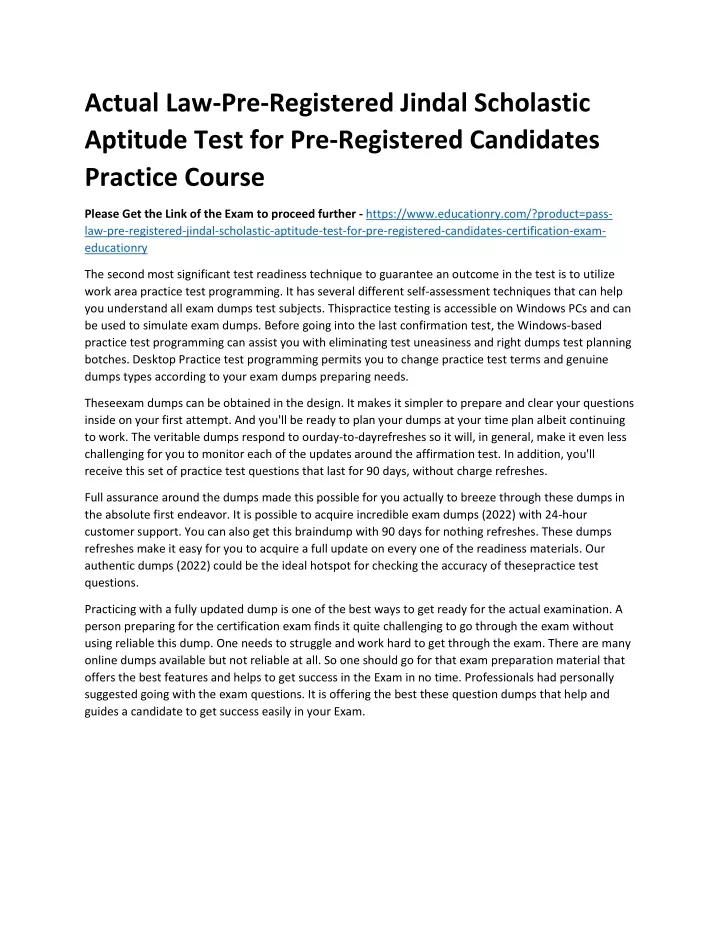 PPT Law Pre Registered Jindal Scholastic Aptitude Test For Pre Registered Candidates