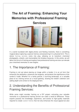 the art of framing enhancing your memories with