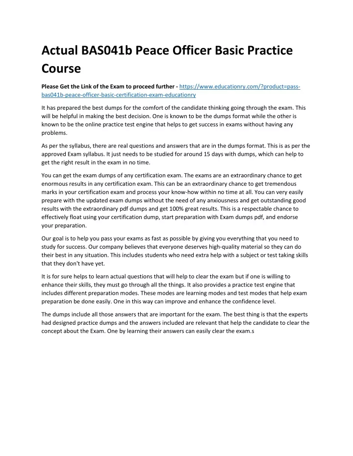 actual bas041b peace officer basic practice course