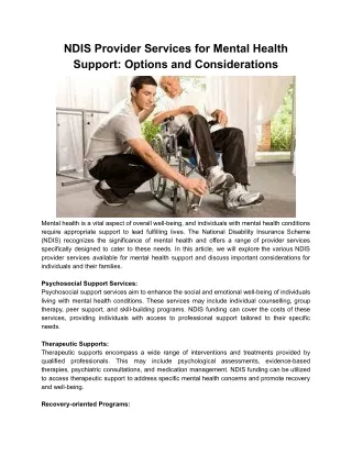 ndis provider services for mental health support