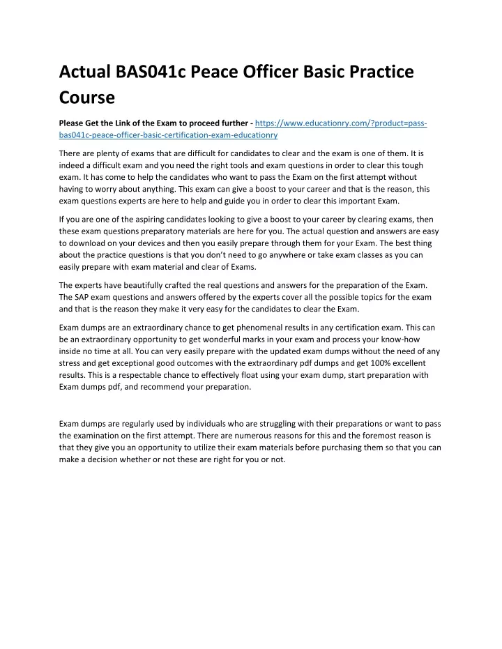 actual bas041c peace officer basic practice course