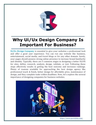Why Ui/Ux Design Company Is Important For Business?