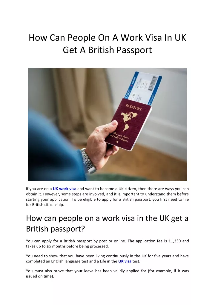 how can people on a work visa in uk get a british