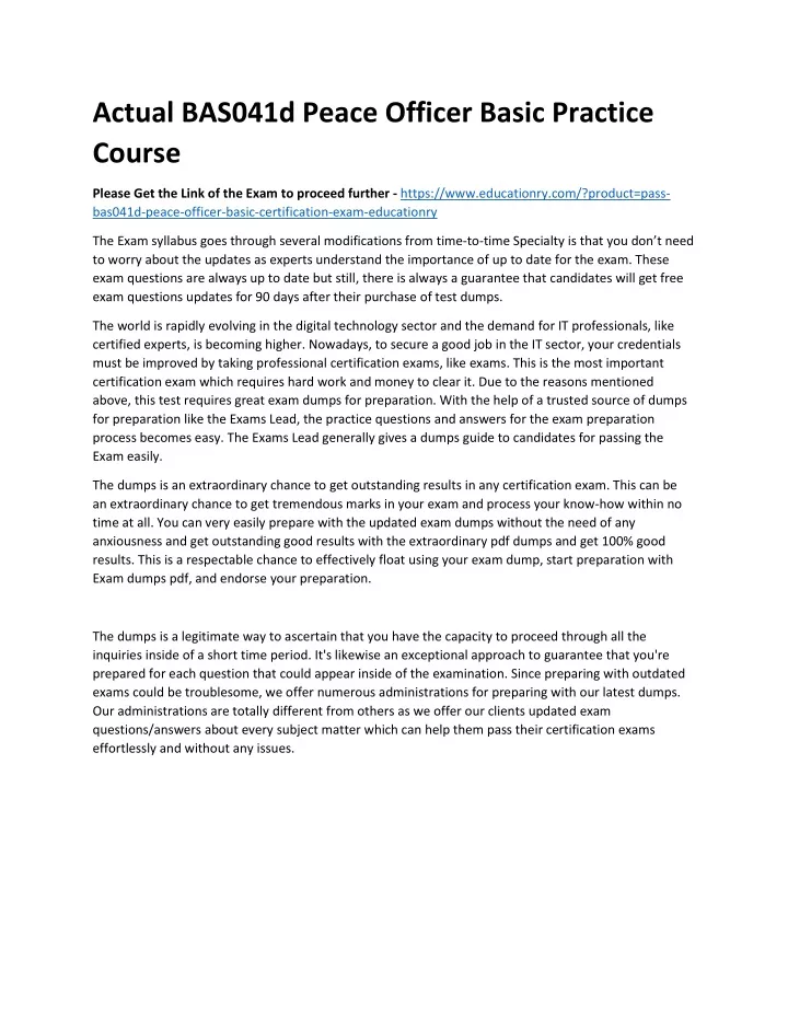 actual bas041d peace officer basic practice course