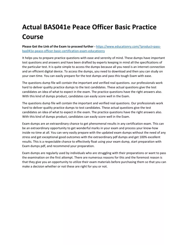 actual bas041e peace officer basic practice course