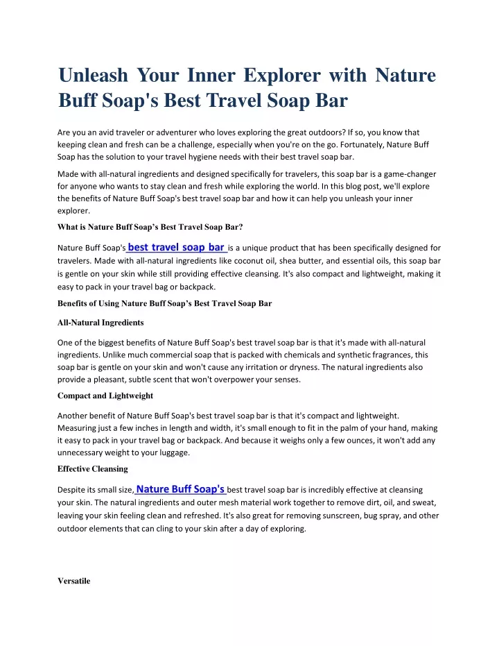 unleash your inner explorer with nature buff soap