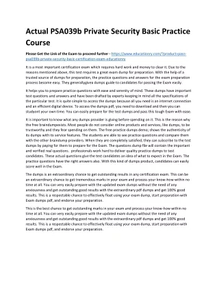 actual psa039b private security basic practice