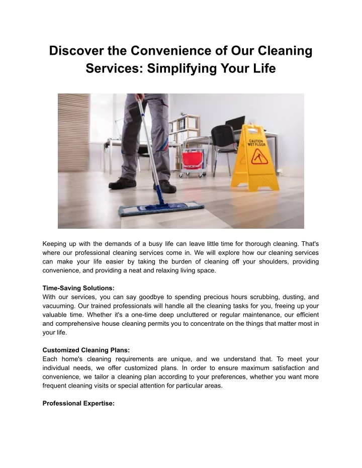discover the convenience of our cleaning services