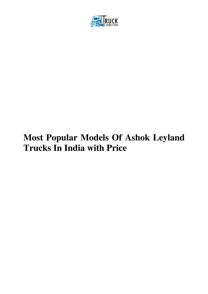 most popular models of ashok leyland trucks