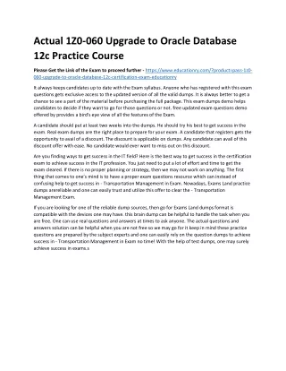 actual 1z0 060 upgrade to oracle database