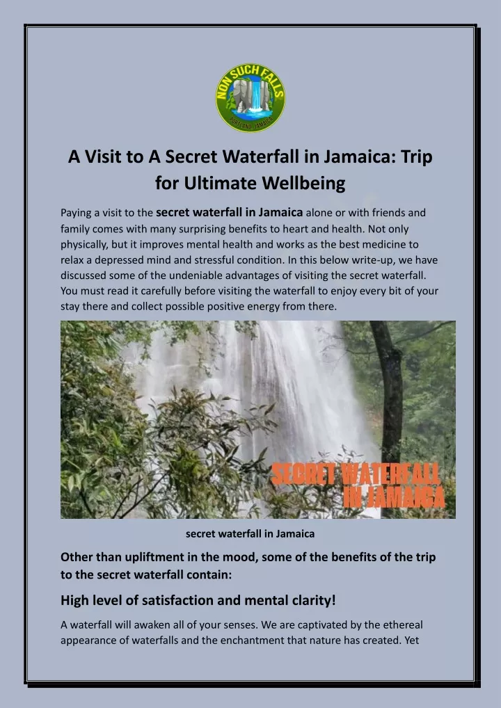 a visit to a secret waterfall in jamaica trip