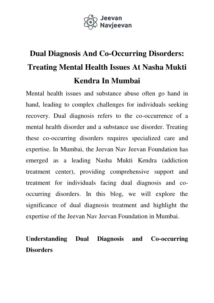 dual diagnosis and co occurring disorders