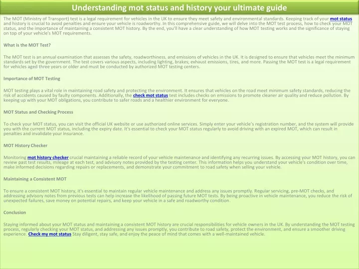 understanding mot status and history your ultimate guide