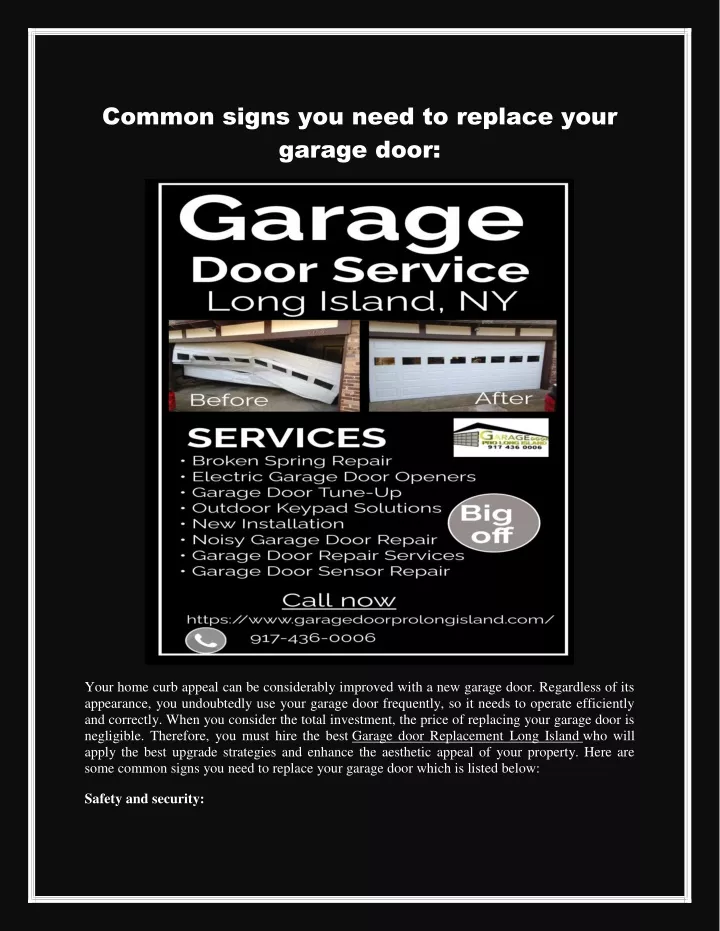 common signs you need to replace your garage door
