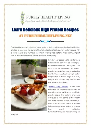 Learn Delicious High Protein Recipes