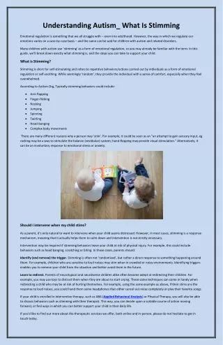understanding autism what is stimming