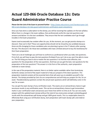 actual 1z0 066 oracle database 12c data guard