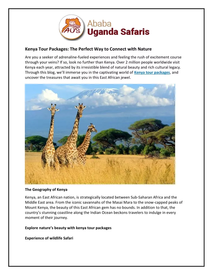 kenya tour packages the perfect way to connect