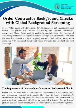 Order Contractor Background Checks with Global Background Screening
