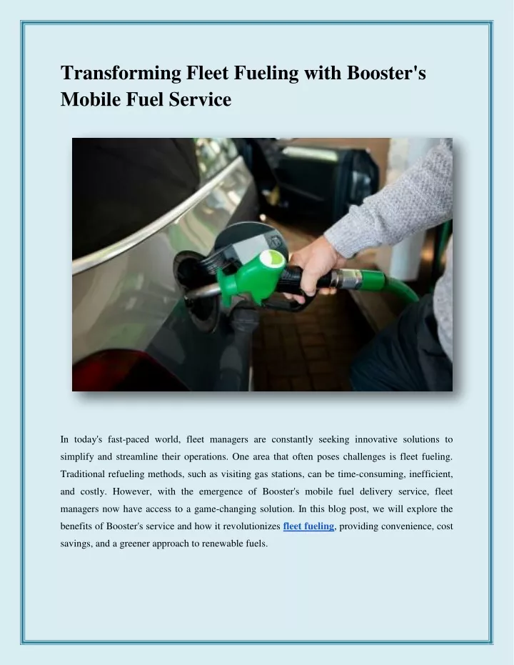 transforming fleet fueling with booster s mobile