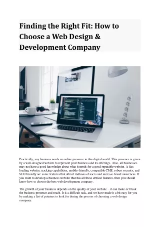 Finding the Right Fit How to Choose a Web Design & Development Company