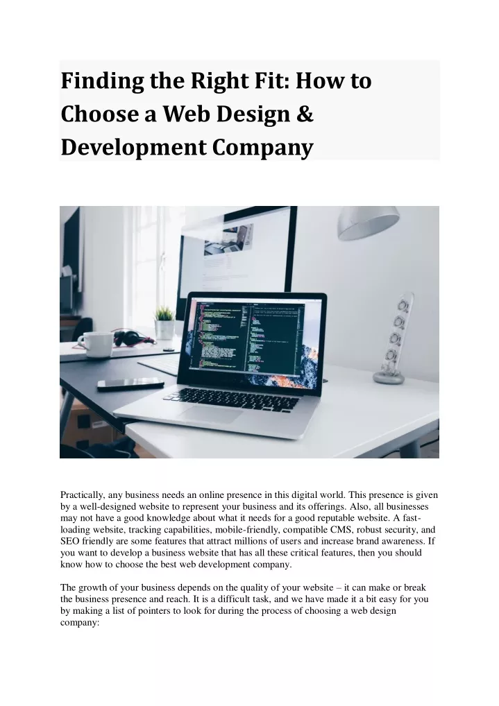 finding the right fit how to choose a web design