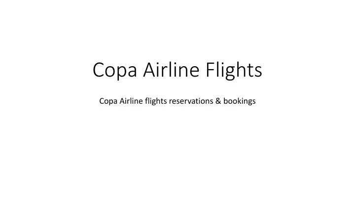 copa airline flights