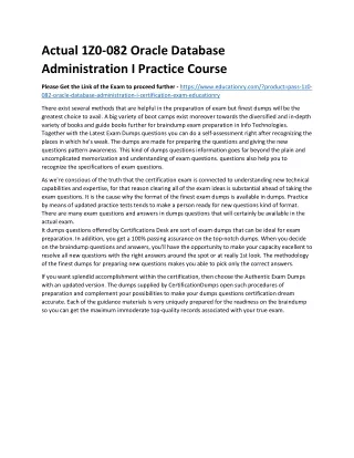 actual 1z0 082 oracle database administration