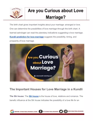 Are you Curious about Love Marriage