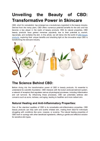 Unveiling the Beauty of CBD_ Transformative Power in Skincare