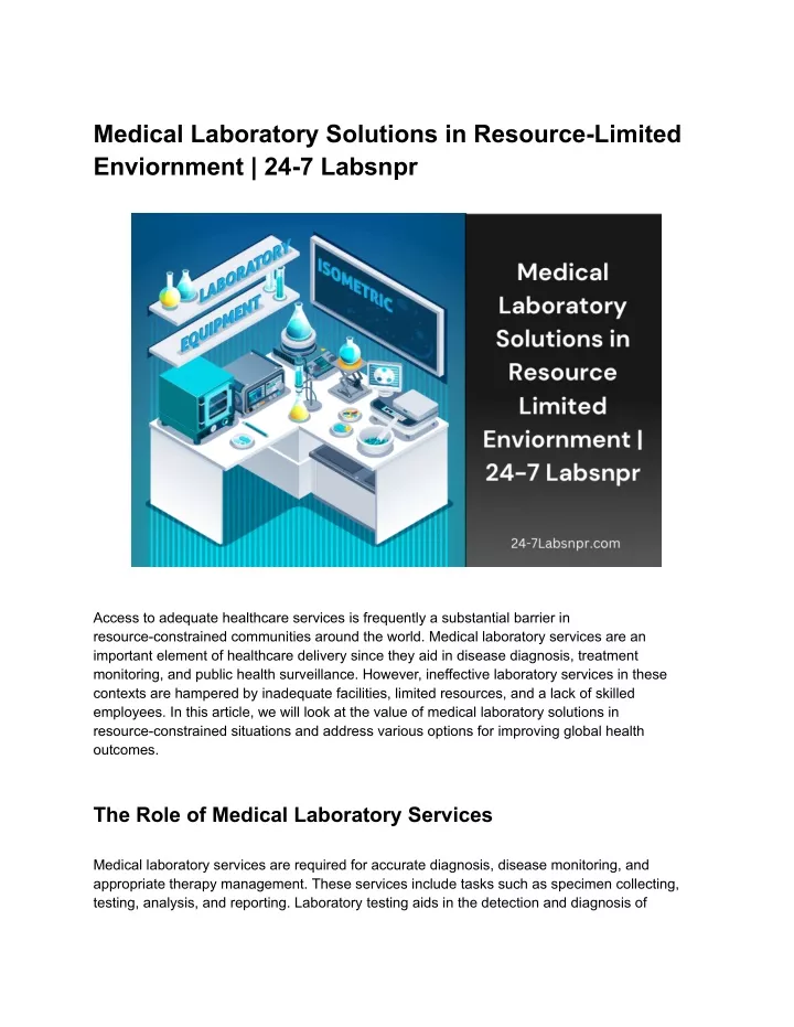 medical laboratory solutions in resource limited