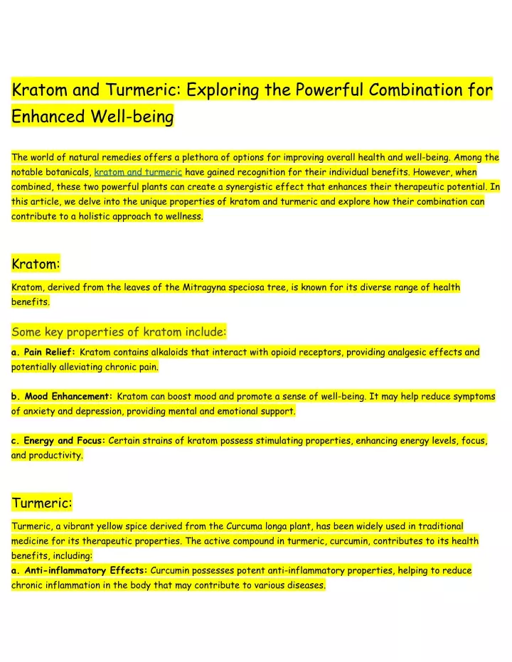 kratom and turmeric exploring the powerful