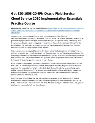 get 1z0 1003 20 jpn oracle field service cloud