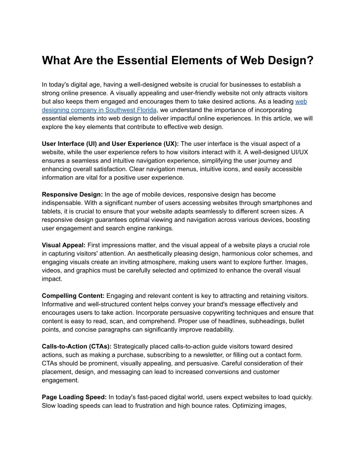 what are the essential elements of web design