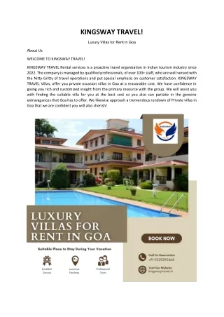 Luxury Villas for Rent in Goa