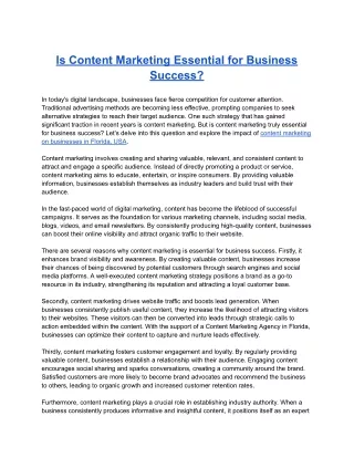 is content marketing essential for business