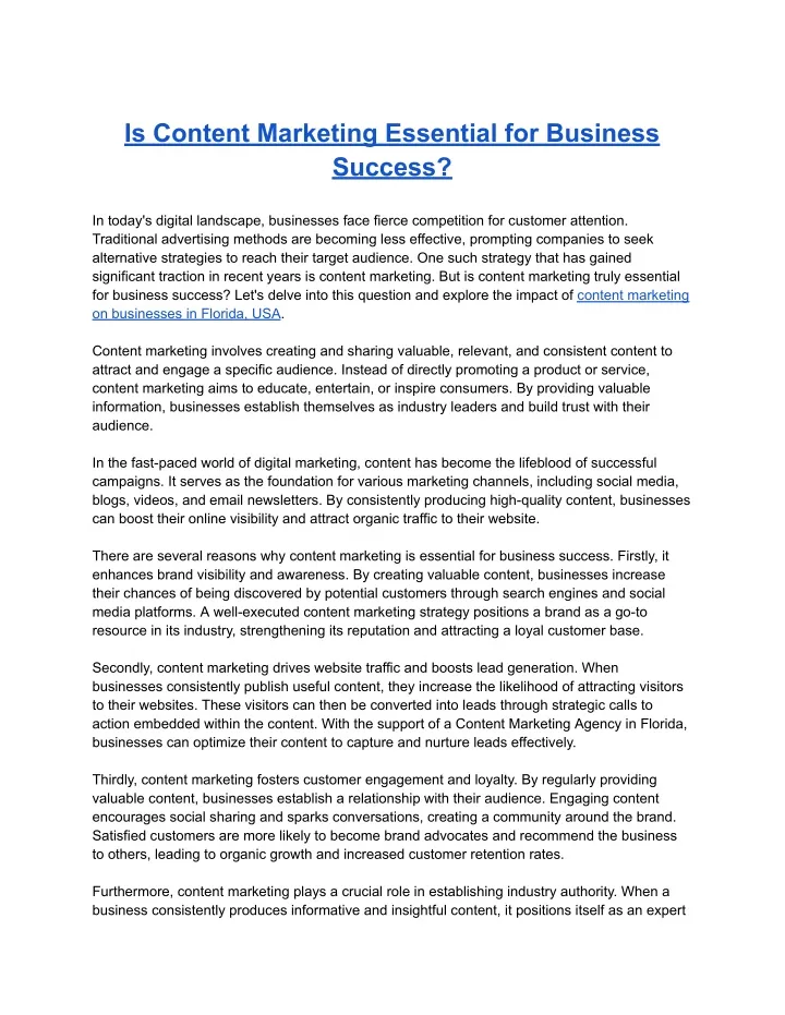 is content marketing essential for business