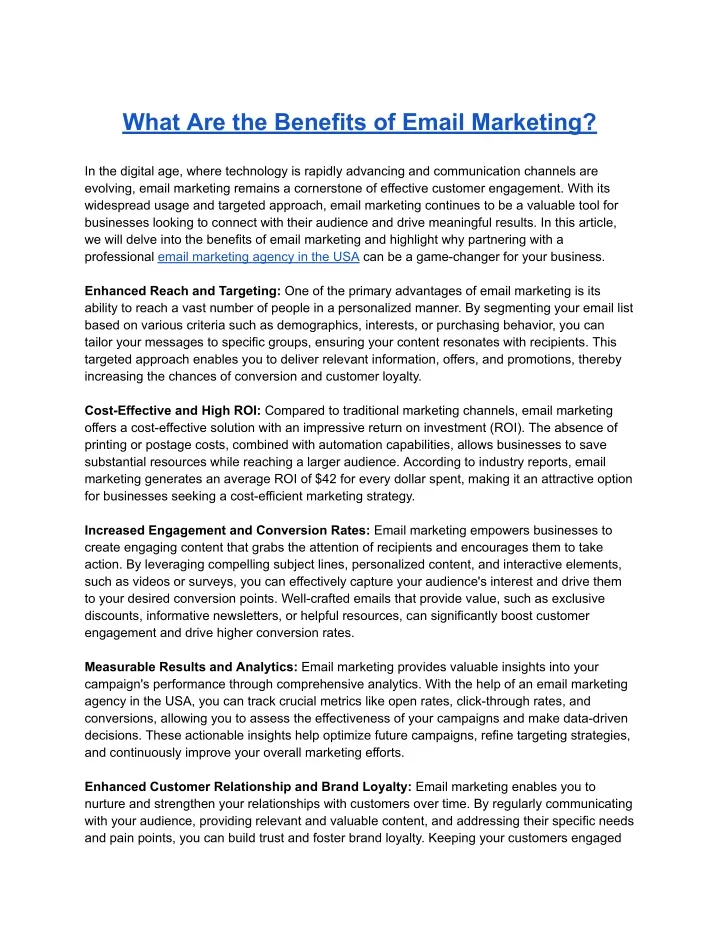 what are the benefits of email marketing
