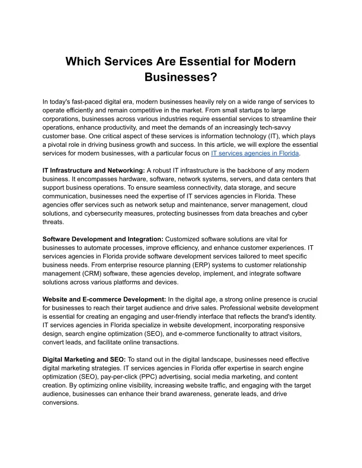 which services are essential for modern businesses