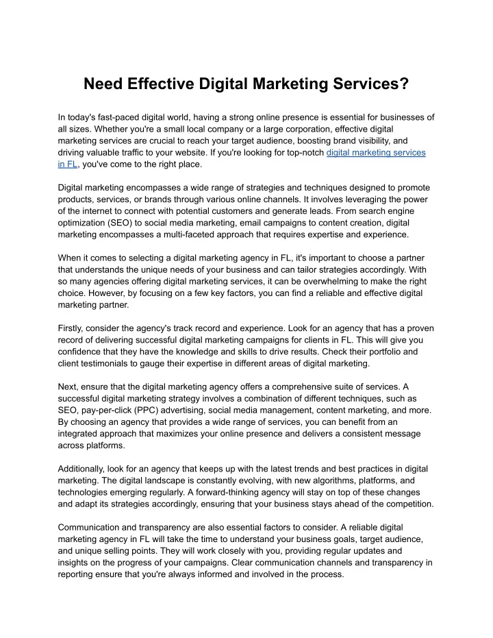need effective digital marketing services