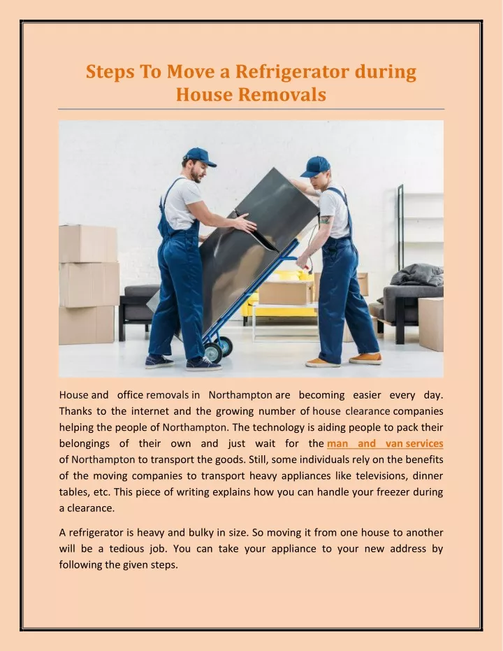 steps to move a refrigerator during house removals