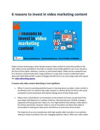 6 reasons to invest in video marketing content