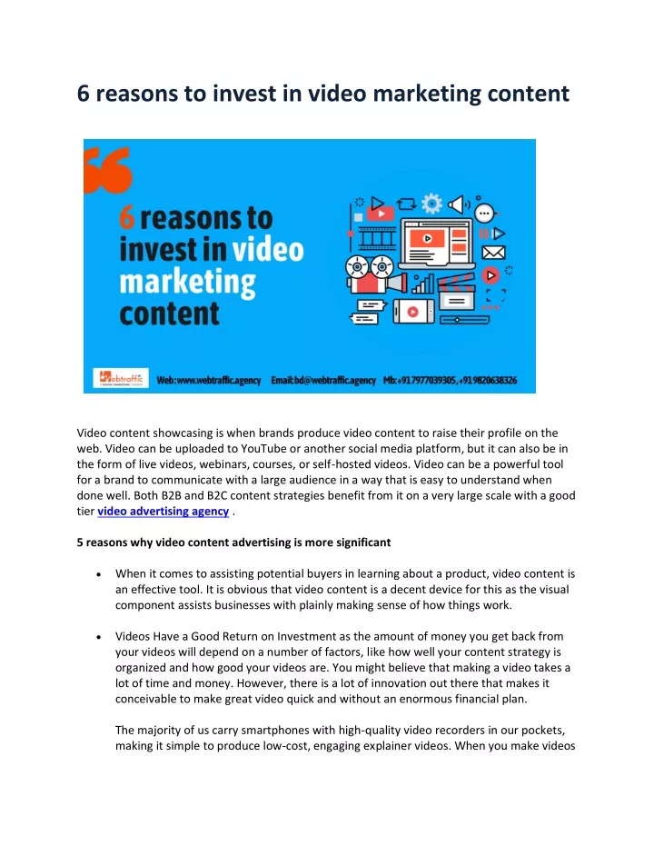6 reasons to invest in video marketing content