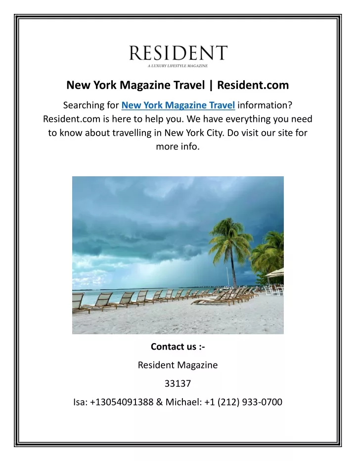 new york magazine travel resident com