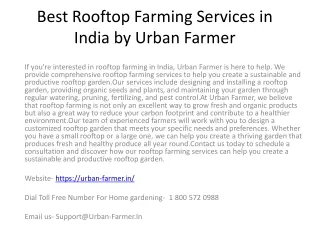 Best Rooftop Farming Services in India by Urban