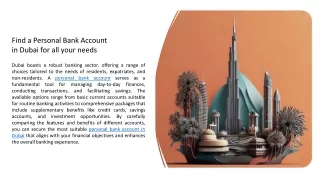 Find a Personal Bank Account in Dubai for all your needs