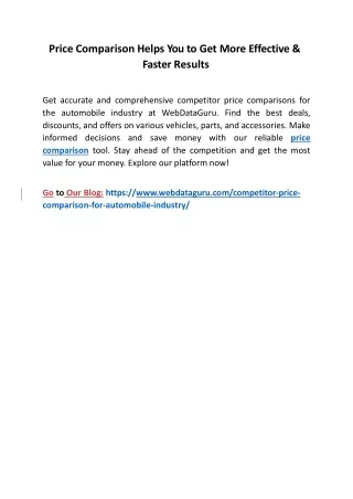price comparison helps you to get more effective